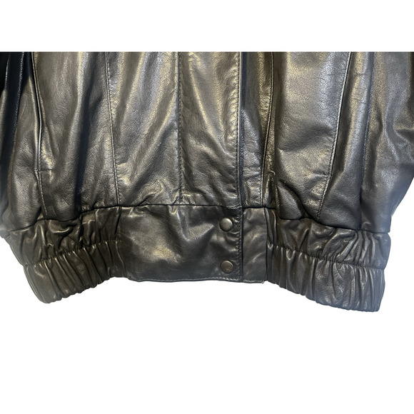 Vintage Simo di Giorgio Leather Jacket Womens Small Black Batwing Bomber 80s S/M - Picture 6 of 16
